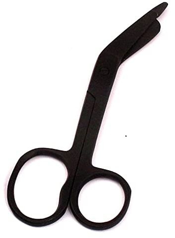 LAJA Imports One Large Ring Heavy Duty Lister Bandage Scissors 4.5 Color Black Fluoride Coated Stainless Steel