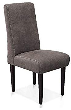 CAVADORE Esszimmerstuhl Malm / Polsterstuhl für Küche oder Esszimmer in Lederoptik / Mit Kontrastnaht / Passend zur Küchengarnitur Malm / 48 x 103 x 62 / Mikrofaser: grau