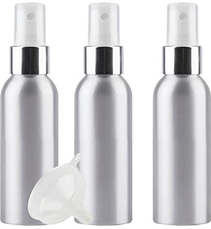 ZEOABSY 3 Piezas Pequeño 120ml Spray de Aluminio Plata Botella de Spray Vacía con Pulverizador Plata/Blanco de Niebla Fina Atomizador para Perfume Aromaterapia Agua Líquidos Tamaño de Viaje
