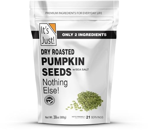 It's Just - Pumpkin Seeds (Pepitas), No Shell, Keto Friendly Snacking, Non-GMO, Packed in USA (Dry Roasted/Sea Salted, 30 Ounce)