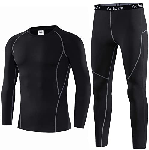 Acfoda Set Biancheria Intima Termica Funzione Set Sci Uomo Termici Base Layer Traspirante Invernale Base Layer Comodo Termiche Intimo Morbido Termico Intimi Sets Grigio XXL
