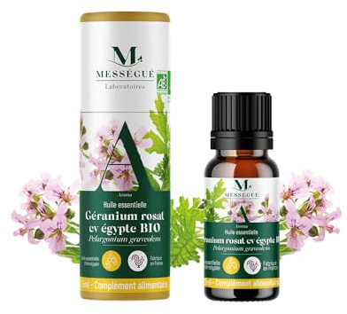 Huile essentielle de GERANIUM ROSAT BIO - 5ml - 100% pure et naturelle - Mességué