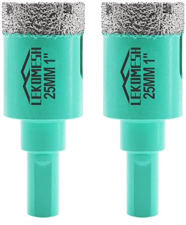 Diamond Core Drill Bits 2pcs-25MM - LEKOMESH Tile Hole Saw with Triangle Shank for Porcelain Tile Ceramic Granite Marble Masonry Stone,Vacuum Brazed Diamond Drill Bits