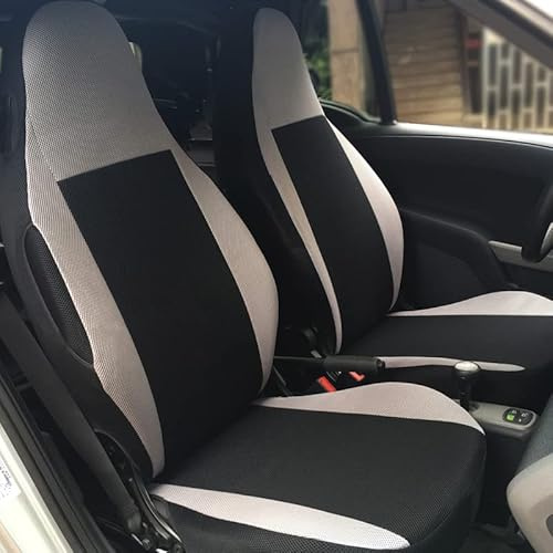 JUNZAI Autositzbezüge-Set für Smart 451 Fortwo 2009-2014, Zubehör für den Innenbereich, Grau