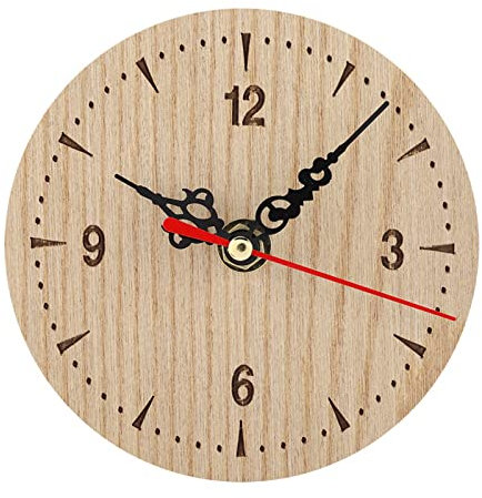 Jeffergarden Reloj de Escritorio Redondo de Madera, Reloj Analógico de Mesa Vintage para Sala de Estar, Oficina, Decoración del Hogar, Decoración de Estantería (Diámetro 12 cm/4,7 Pulgadas)