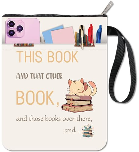 craspire Buchschutz Für Taschenbücher Mit Katzenmotiv Buchumschläge Mit Wörtern Weiße Buchhülle Waschbarer Buchumschlag Aus Stoff Mit Reißverschluss Und Zusätzlicher Hüllentasche Für Buchliebhaber