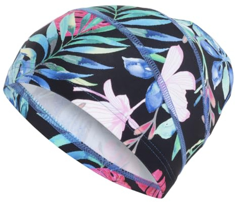 Fashy Bonnet de Bain en Tissu pour Femme, Forme Sportive, pour Beaucoup de Cheveux, Noir, Taille Unique UE