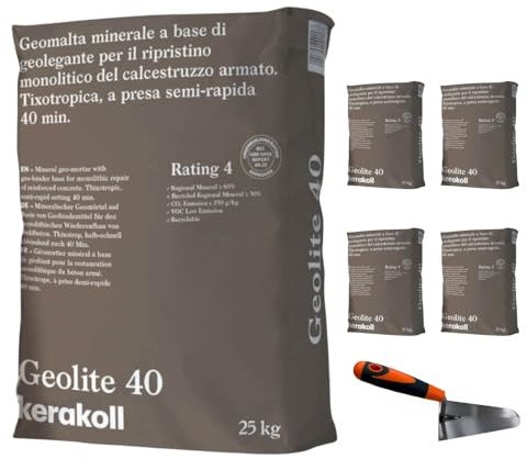 FORTUNATO Geomalta Minerale Tixotropica 5 Sacchi Da 25 kg Cazzuola Punta Tonda 16 cm Ripristino Restauro Calcestruzzo