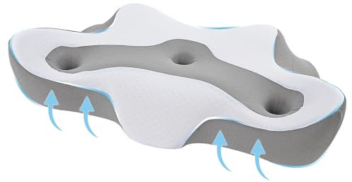 SAHEYER Almohada Cervicales y Cuello Antironquidos, Almohada para Dormir de Lado Cervical Ergonómica para Aliviar la Presión en Hombros y Cuello, con Funda Lavable a Máquina