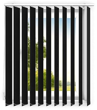 time4blinds - Lamellenanlage Verdunkelungslamellen Lamellenvorhang Vertikaljalousie Vertikalanlage Raumverdunkelnd 100% Komplettset Vertikaljalousie Schiebevorhang - 180x165 cm - Schwarz