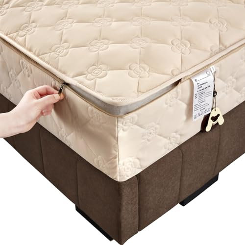 LGQLYH Coprimaterasso con Cerniera Matrimoniale 160x190 Personalizzabile Fodera Materasso Imbottito Topper Materasso Una Piazza E Mezza Lenzuolo Trapuntata Lavabile Proteggi Materasso(70X190+10cm,D)