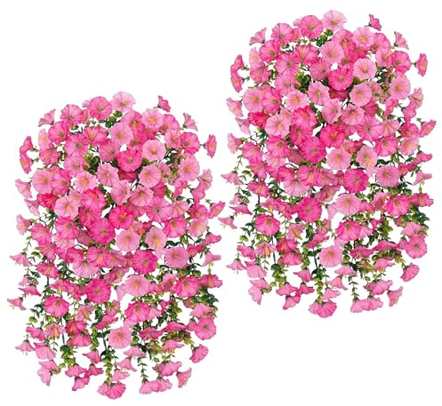 SJUNJIE 4 Pezzi Fiori Finti 76cm Piante Finte da Esterno Rosso Rosa + Rosa Scuro Fiori Artificiali Realistici per Decorazioni Interno Balconi Giardino Nozze Arredamento