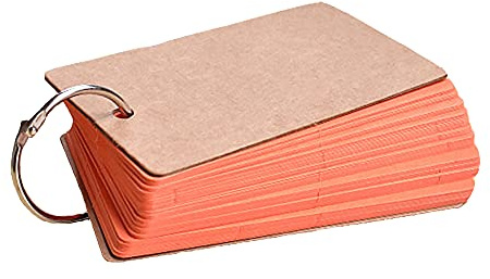 Revidering studiekort, mini indexkort, tomma flashkort med pärmring, memo repdynor bokmärke gör-det-själv gratulationskort, 9 cm x 5,5 cm, 50 ark/paket, orange