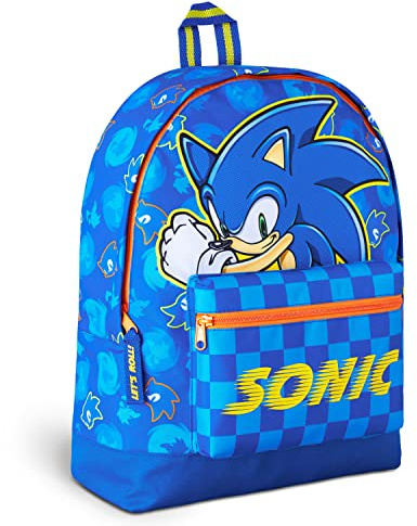 Sonic The Hedgehog School Bag Kids Backpack for Boys Blue Large Capacity Backpack for School Travel Sports Book Bag 2 Pockets Sonic Gifts for Boys (Blue)