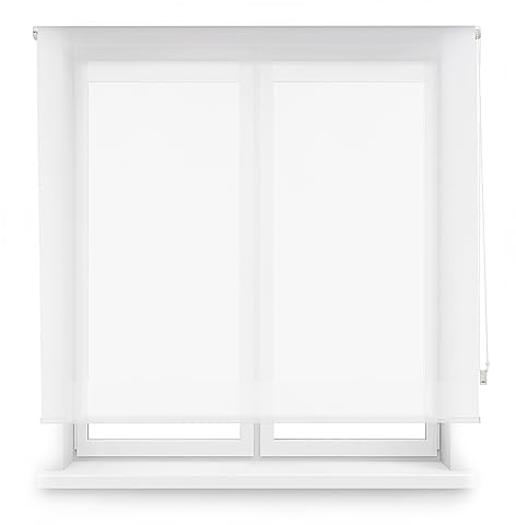 Decorblind | Verdunkelungsrollo Stoff Screen Größe: 100x250 - Blendschutz ohne auf Licht zu verzichten - Einfache Montage Wand oder Decke - Rollo Fenster Farbe: Weiß
