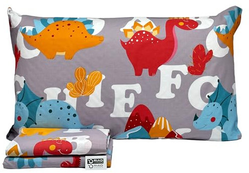 Riad Arredo Completo Letto Bambini Kids Singolo 100% Cotone - Set Lenzuola 1 Piazza Morbide (Dinosauri Grigio)