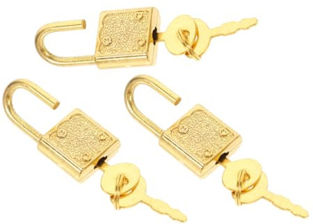 BCOATH 3pcs Small Locks Keys for Pirate Treasure Chest Toy Lock Jewelry Box Padlocks Vintage Mini Buckle Latch Set for Wooden Boxes and Diy Treasure Chest Game Accessories
