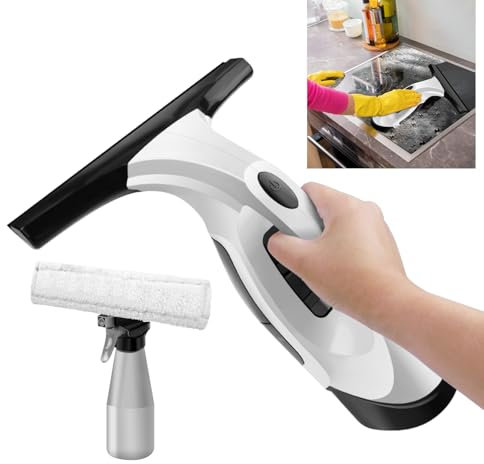 Cordless Window Vacuum Cleaner Electric Squeegee for Windows, Mirrors, Tiles & Countertops with Water Tank, Rechargeable & Portable