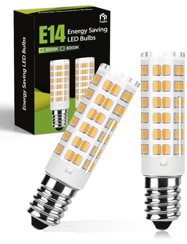 tuare E14 LED Bulb, 4w E14 LED Light Bulb Warm White 3000K, 75 LEDs Candle Bulb 40w Halogen Equivalent, Small Edison Screw Light Bulb SES, 550lm, CRI 80, AC220-230V, Non Dimmable, 2 Counts
