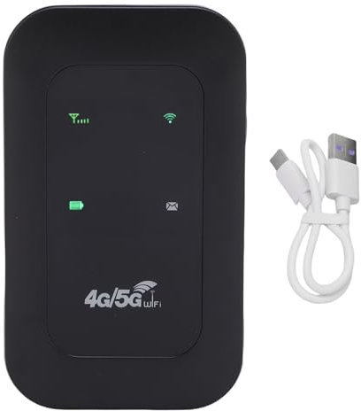 Vikye 4G 5G Mobiler Hotspot, Tragbares WLAN für Reisen in Mehr Als 140 Ländern, mit SIM-Kartensteckplatz, Multitriernetzwerk, 10 Geräten, Farb-LED-Bildschirm, Schwarz