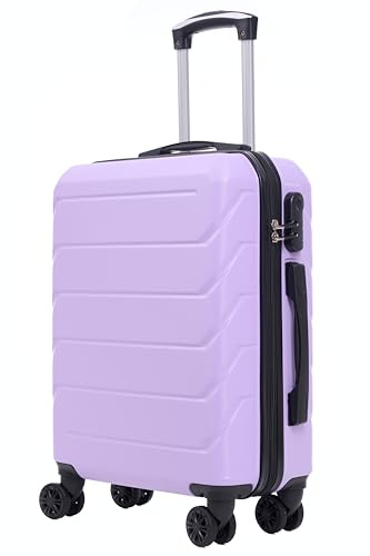 R.Leone Valigia da 1 Fino a Set 3 Bagaglio a mano 55x40x20 Ryanair, Medio, Grande Ultra Resistente Trolley rigido leggero 8 ruote in ABS 2220 (Lilla, S Bagaglio a mano)