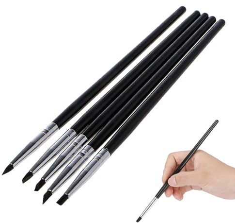 5 PCS Clay Sculpting Tools, Silicone Brush, Pottery Moulding Pen, Silicone Sculpting Tools, for Shaping Modeling Wipe Out(Black)