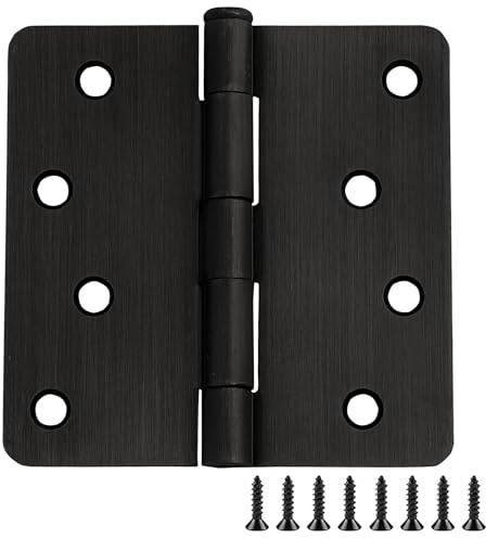 Design House 181552 Door Hinge in Oil Rubbed Bronze, 1/4-inch Radius, 3-Pack, 4-Inch X 4-Inch