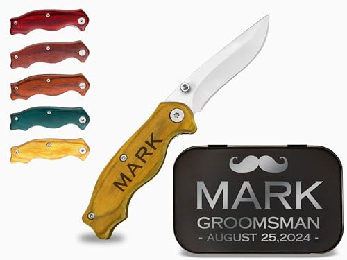 Personalisiertes Messer, graviertes Messer, kundenspezifisches Messer, Taschenmesser, groomsmen Geschenk, faltendes Messer, gravierte Messer, personalisierte Messer (Gelb)
