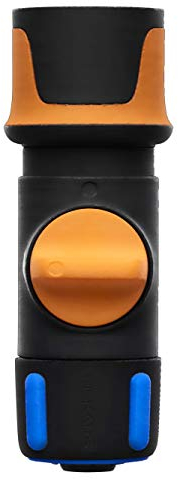 Fiskars Schlauchanschluss, Mit ON/OFF-Ventil, SoftGrip-Kontaktpunkte, Universalgröße, Ø 1,3-1,5 cm (1/2-5/8''), 65 g, Schwarz/Orange/Blau, 1027086