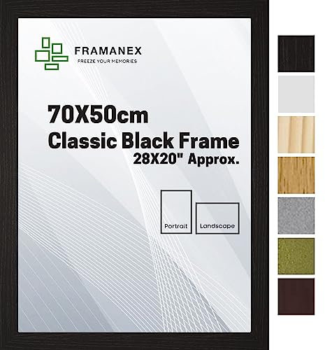 FRAMANEX Modern Dome Shape Frames | Black Colour 70X50 CM Picture Photo Poster Frames | 50X70 CM Jigsaw Puzzle Rectangle Picture Frame | Beautify Your Walls with SD Mold Wood Finish Photo Frame