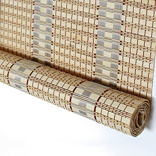 XIAODANHUA Natur Bambus Rollo, Schattierungsrate 70% Retro Bambusrollo Dekorativer Vorhang Sichtschutz Thermisch Isoliert Raffrollos, Seitenzug, (130×250cm)