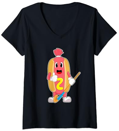 Damen Hotdog Feldhockey Feldhockeyschläger Sport T-Shirt mit V-Ausschnitt