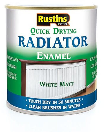 RUSTINS Quick Drying Radiator Paint White Matt 250ml - – Long-Lasting Heat-Resistant Finish for Radiators and Metal Surfaces, Easy Application
