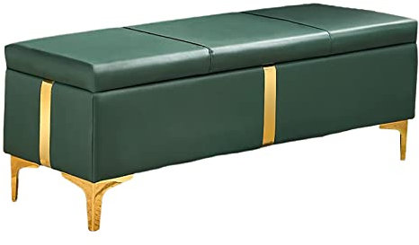 Moderne Ottomane aus Kunstleder für Wohnzimmer, Eingangsbereich, rechteckig, gepolstert, mit Fußstütze, Aufbewahrungsbank für den Haushalt (Farbe 2, 60 x 40 x 45 cm)