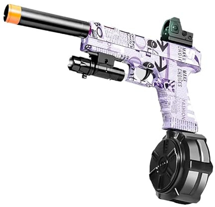 Splatter Ball Gun Automatic, Gel Ball Blaster Gun Full-auto and semi-auto with Goggles, Long Range Blowback Pistol for Shooting Team Games Outdoor Activities Ages 6+ (Violet)