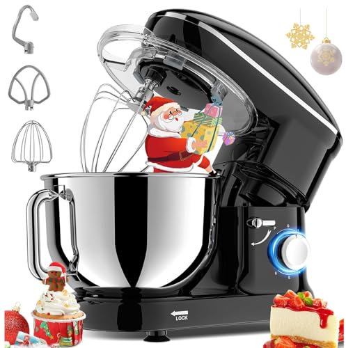Batteur Sur Socle 3 En 1 Pour Aliments Domestiques, Batteur éLectrique à TêTe Inclinable, Petit Batteur De PâTisserie Avec Bol De 5 Litres Pour Vinaigrettes, GlaçAge, Meringues Et Plus Encore,Black