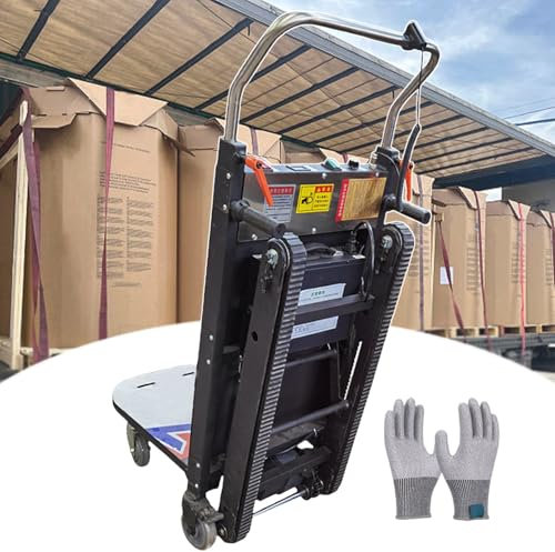 pealiritansemen Carretilla Eléctrica para Subir Escaleras, con Capacidad De Carga Máxima De 260 KG, Plegable, con Orugas Reforzadas, Batería Extraíble De 12 Ah Y Capacidad De 1800 Peldaños