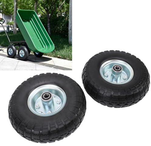 Aramox 2pcs 10 Zoll Feste Gummireifen mit 5/8 -Zoll -Achsenloch 300 Lbs Kapazität für Handwagen Schubkarre Dolly Go Kart Anhänger mit Stahlrandversiegelungslager