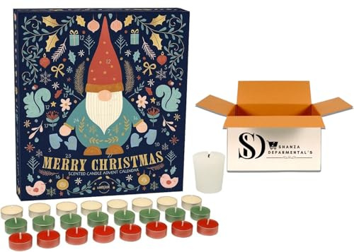 Airpure Luxury Scented Candle Advent Calendar 2023–24 | 24 Candles Including 23 Tea Lights & 1 Votive | 5 Festive Scents | 100+ Hours of Fragrance | Elegant Foiled Design | Gift for Women & Home Decor
