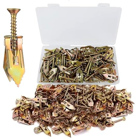 Self Drilling Drywall Anchors with Screws Kit, Heavy Duty Dry Wall Anchor Screw Set, No Drill and Holes in Wall, Expansion Fixings for Plaster Board Wall Fixing 80 pcs
