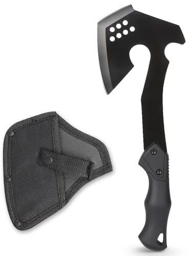 ISEYOU Campingbeil Axt Klein - Outdoor Handbeil aus 420 Edelstahl mit Nylonscheide - Scharfes Spaltbeil für Brennholz, Garten & Bushcraft - Robustes Universalbeil & Trekking Beil
