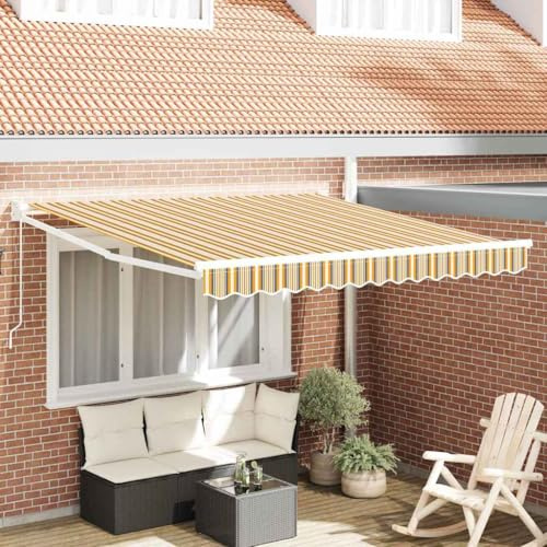 Ordellia Toldo multicolor de poliéster resistente a los rayos UV, 300 x 250 x 165 cm, toldo con brazo articulado extensible con manivela para balcón, terraza y jardín, impermeable y cortavientos