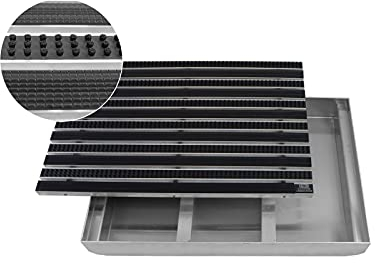 EMCO Eingangsmatte DIPLOMAT Bürsten + Gummi mit ALU Bodenwanne Fußmatte Schuhabstreifer Schmutzmatte, Größe:1000 x 500 mm