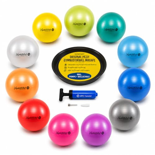 Original Pezzi Gymnastikball Maxafe Ø 53 in Allen Farben - bis 400 kg belastbar - Fitness, Reha, Therapie, Gymnastik, Aerobic und als Sitzball fürs Büro
