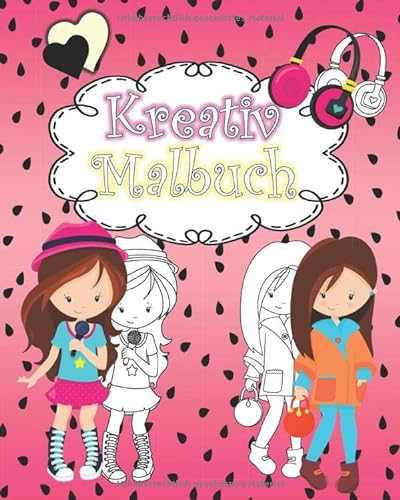 Kreativ Malbuch: coole Mode Design Ausmalbilder, Make up Gesichter, Rasterbilder für Mädchen ab 8 Jahren, Ideal als Geschenkidee