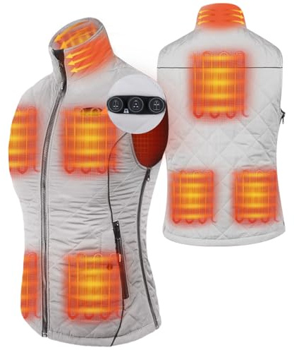 ARRIS Femme Gilet Chauffant, Veste Chauffante Femme Avec Batterie Incluse pour la randonnée, le camping, le golf, la chasse, le ski Taille Ajustable