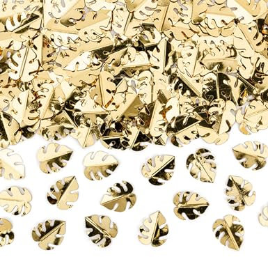 PartyDeco Confettis de Table Feuilles Tropicales dorées métallisées 15 g