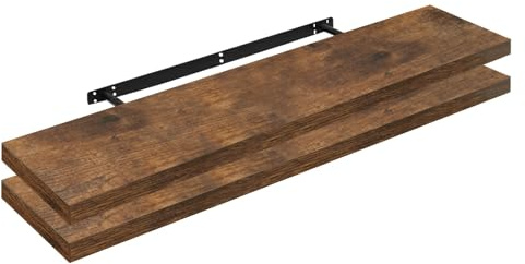 WOLTU Wandregal,Schweberegal Vintage Braun,100x22.9x3.8cm,MDF 2er