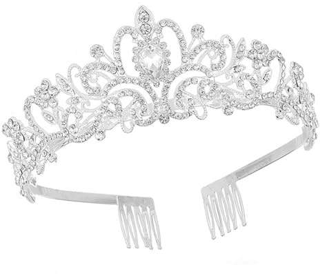 Silver Crystal Tiara Crown, Tiara for Women Queen Crown Tiara Crystal Bridal Princess Headband Crowns for Adults with Comb for Princess Prom, Birthday Party, Wedding