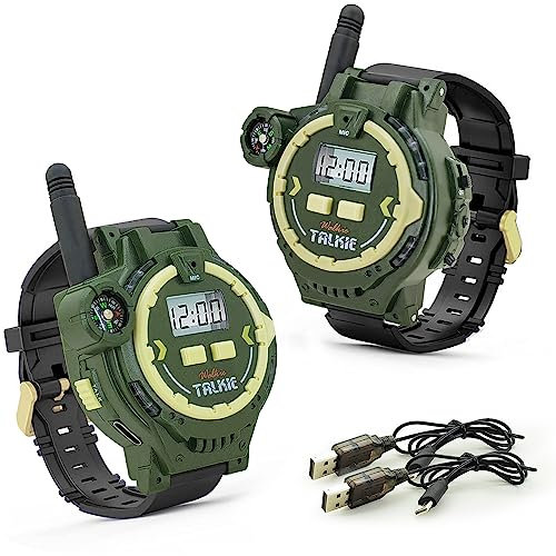 Rechargeable Walkie Talkies Watches for Kids, Two Way Radio Walky Talky Watch with Flashlight kids toys and gifts for 5 6 7 8 Year Olds Boys and Girls